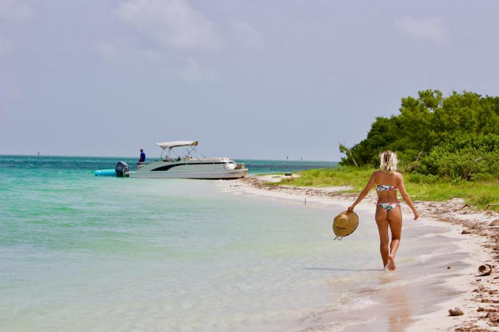 a person riding on top of a sandy beach